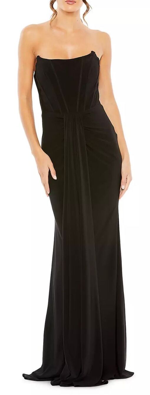 Mac Duggal Ieena Strapless Jersey Gown in Black NWT Size 4